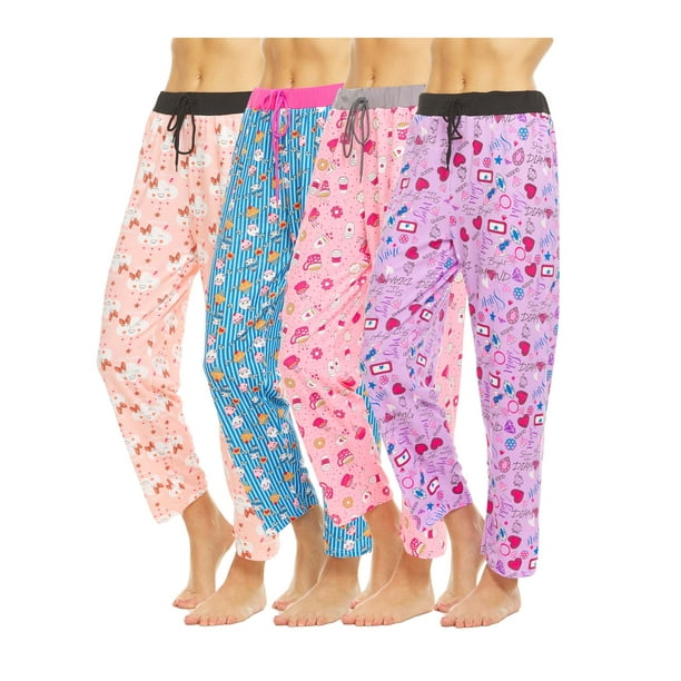 Lati Fashion Woman Pajamas Pants Female PJs Sleepwear (Pack of 4 Colors