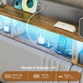 thumbnail image 4 of ARICOEASY California King Size Bed Frame with Bookcase Headboard & 2 Drawers Cal King Upholstered Platform Bed with LED Lights & Charging Station, Light Grey, 4 of 9