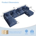 thumbnail image 3 of Wiilayok 143" Modular Sofa Set,Large Corduroy U Shaped Sectional Sofa with Ottoman,Central Console,Cup Holder,6 Seater Deep Seat Couch for Living Room Furniture,Blue, 3 of 9