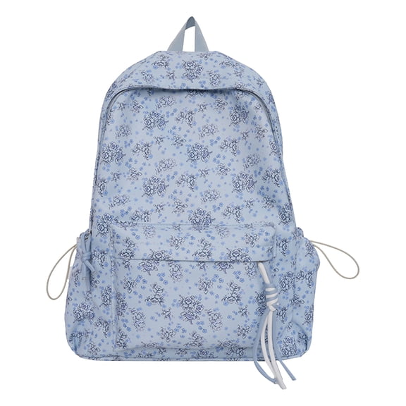 HUISZJ Women Floral Backpack, Large Capacity School Bag, Multiple Pockets Nylon Daypack for Shopping Travel Work (C)