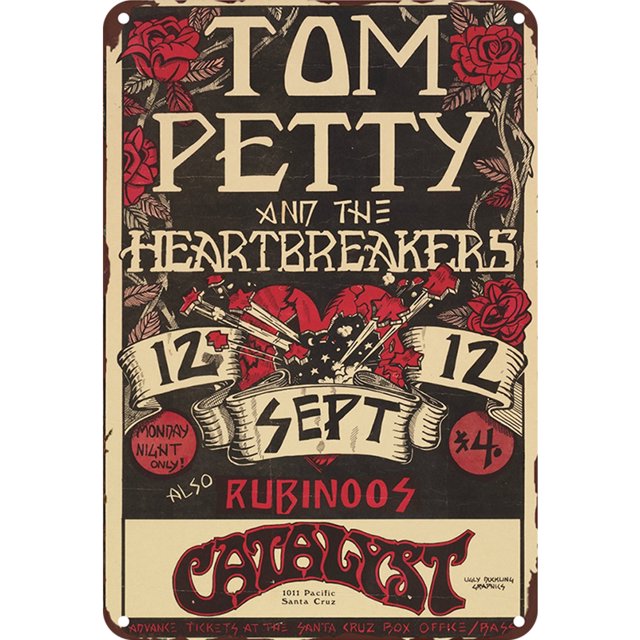 Letrero Hojalata Metal Vintage Tom Petty Pintura Hierro Rectangular Barra Pared 30x40cm