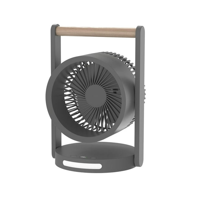 Ventilador de escritorio portátil, ventilador de mesa recargable por USB, altura 26,5 cm, con 4 velocidades de noche Gris oscuro