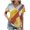 Yellow, variant on Fesfesfes T Women Fashion Women Summer Print V-Neck T-Shirt Button Short Sleeve Casual Blouse V Neck Shirts Women M(US:6)