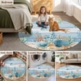 thumbnail image 5 of Blue Coastal Round Area Rug 3.3Ft Washable Circle Rugs for Dining Room Table, Summer Beach Starfish Shell Coral Nautical Non-Slip Carpet Floor Mats Indoor Outdoor Carpet Runner Aesthetic Home Decor, 5 of 8