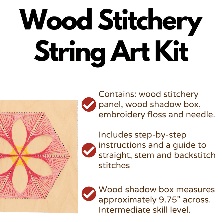 Wood Stitched String Art Kit with Shadow Box Vortex - adult or
