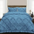 thumbnail image 1 of Dee's Collection King Comforter Diamond Ruffle Mediterranean Blue Comforter with Pillowcases, 1 of 7
