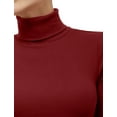 thumbnail image 4 of J. METHOD Women's Light Weight Basic Long Sleeve Turtleneck Knit Ribbed Shirt Sweater Mock Neck Top NEWT88 Burgundy 1X, 4 of 6