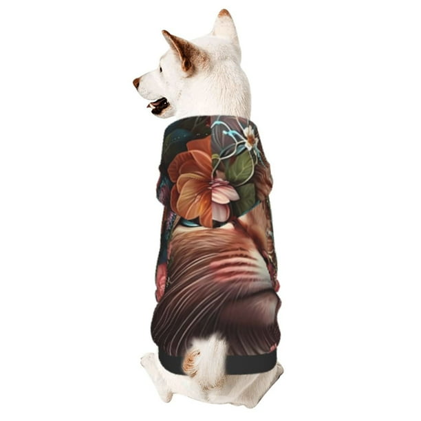Balery Flower Crown Cat Sudadera con Capucha para Perros Pequeños – Ropa para Mascotas, Disfraz para Perros y Gatos, Ideal para Fiestas y Cosplay-Medium