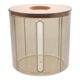thumbnail image 3 of Caja de pañuelos transparente con tapa redonda y funda de bambú, dispensador de servilletas faciales para baño, dormitorio, mesa de comedor, oficina y cocina., 3 of 7