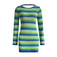 thumbnail image 4 of Henpk Summer Dresses for Women Striped T Shirt Dress Casual Midi Dress Short Sleeve Sundress with Pockets Woolen One-Piece Dress New Stripe Backless Long Sleeve Knitted Tight Hip Wrap Skirt Green XL, 4 of 5