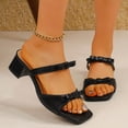 thumbnail image 6 of Women Fashion Shoes Dressy Womens Sandals, Open Round Toe Low Chunky Heels, Fashion Buckle Slip On Solid Patent Sandals, 6 of 7