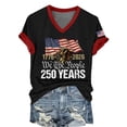 thumbnail image 6 of YVNAURA Women's 250th Anniversary V Neck T Shirt America 250 Semiquincentennial 1776-2026 USA Flag Patriotic Tee Family Heritage Gift for Mom Wife 4th of July, Black, L, 6 of 9