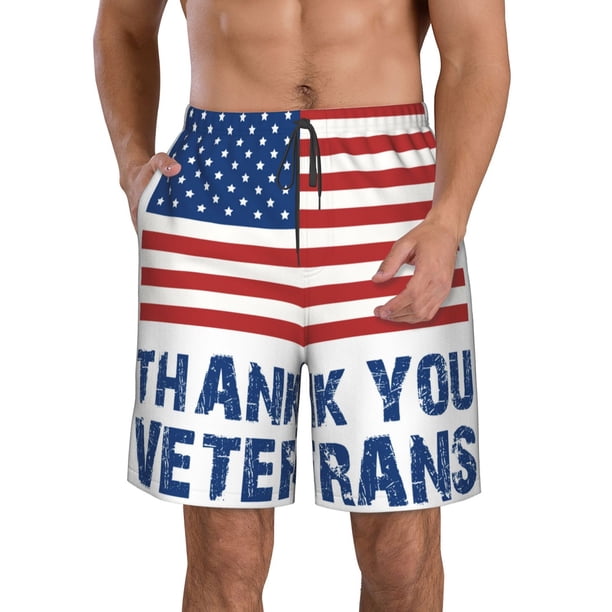 Fotbe Thank You Veterans Trajes de Baño Estampados para Hombre, Shorts de Verano de Secado Rápido, Ropa de Playa, Bañadores-XX-Large