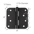 thumbnail image 2 of Design House 3-Pack 4" H x .625" Radius Butterfly Interior/Exterior Door Hinges, Matte Black, 2 of 14