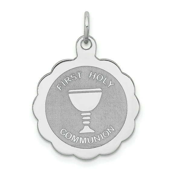 Beautiful Sterling Silver Rhodium-plated First Holy Communion Disc Charm