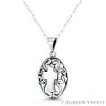 thumbnail image 1 of Latin Cross on Filigree Oval Charm 28x15mm (1.1x0.6in) Pendant & Chain Necklace in Oxidized .925 Sterling Silver, 1 of 1