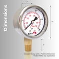 thumbnail image 4 of Manómetro Aetralyb, relleno de glicerina, 2 pulgadas, 0-100 psi, paquete de 2, 4 of 8