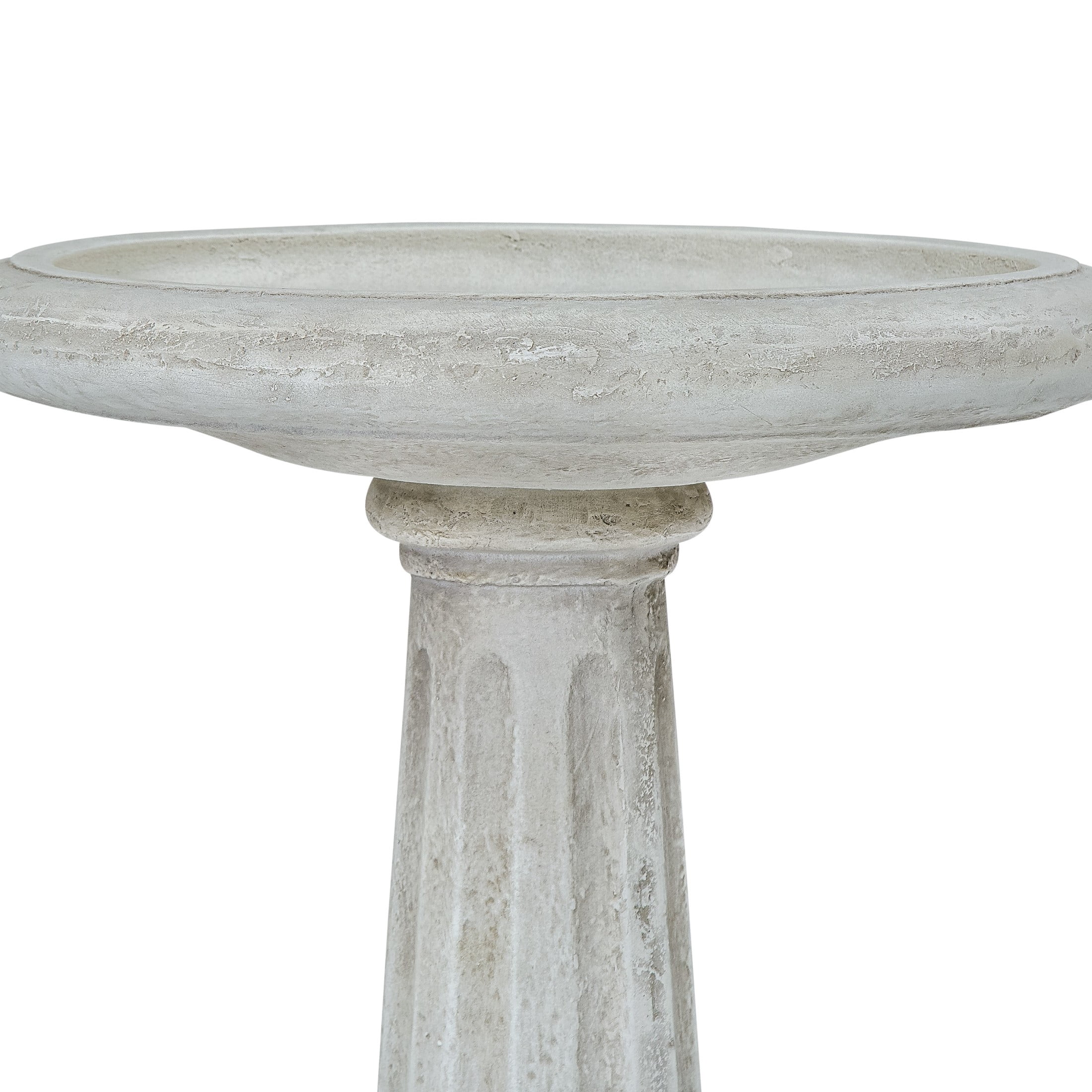 Christopher Knight Home 22.3" Outdoor Bird Bath with Pedestal Base, Polyresin Stone Look, Off White