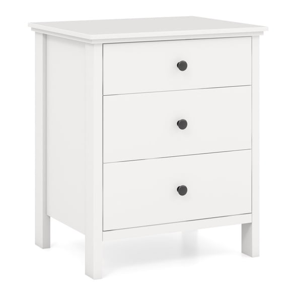 Furnibear 3-Drawer Nightstand, Modern Wooden Bedside Table End Table with Storage for Bedroom, White