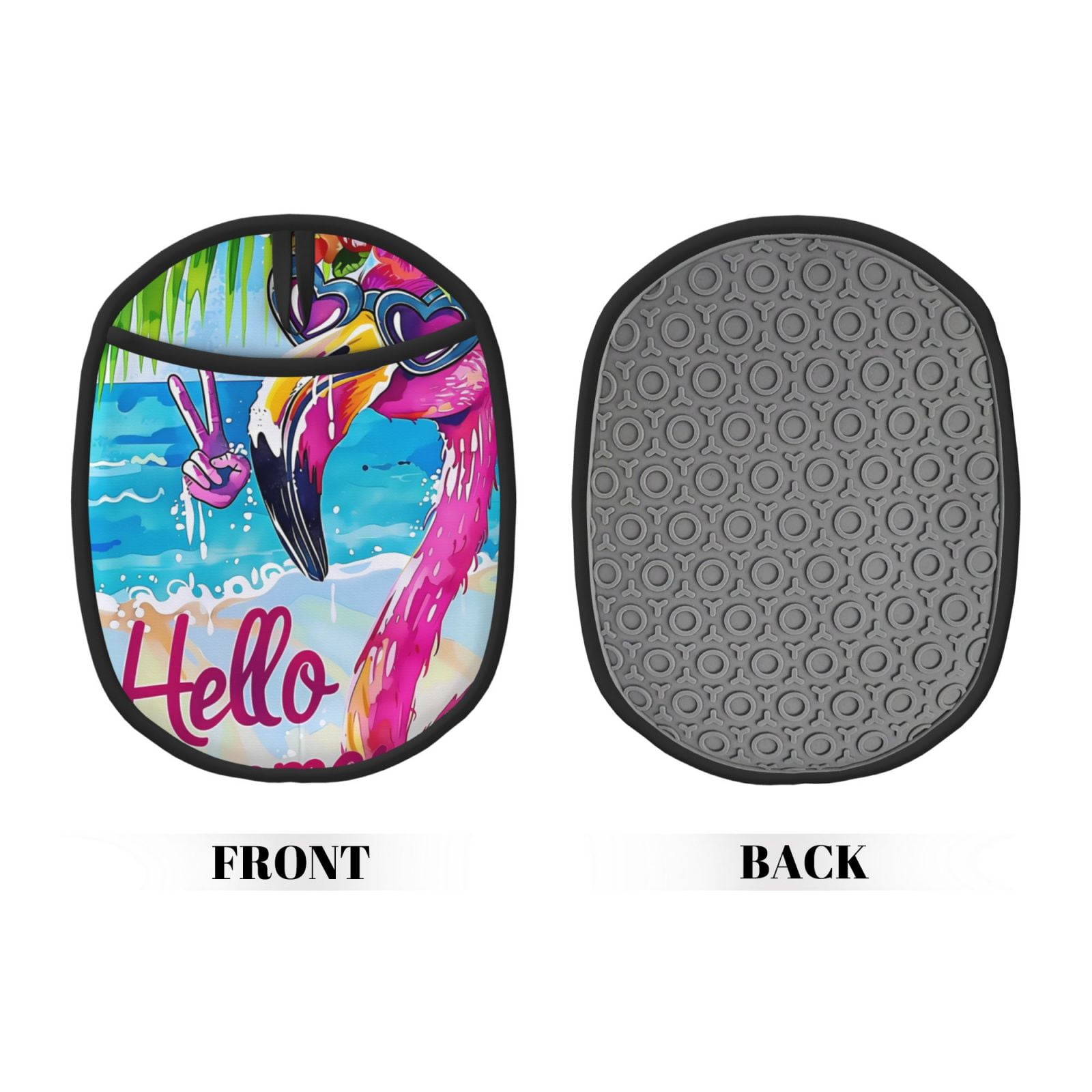 Naloa Tropical Flamingo Summer Silicone Pot Holders, Oven Mitts Heat Resistant Hot Pads, Non Slip Pot Holder for Kitchen Baking and Cooking 9.4 x 7.5 Inches