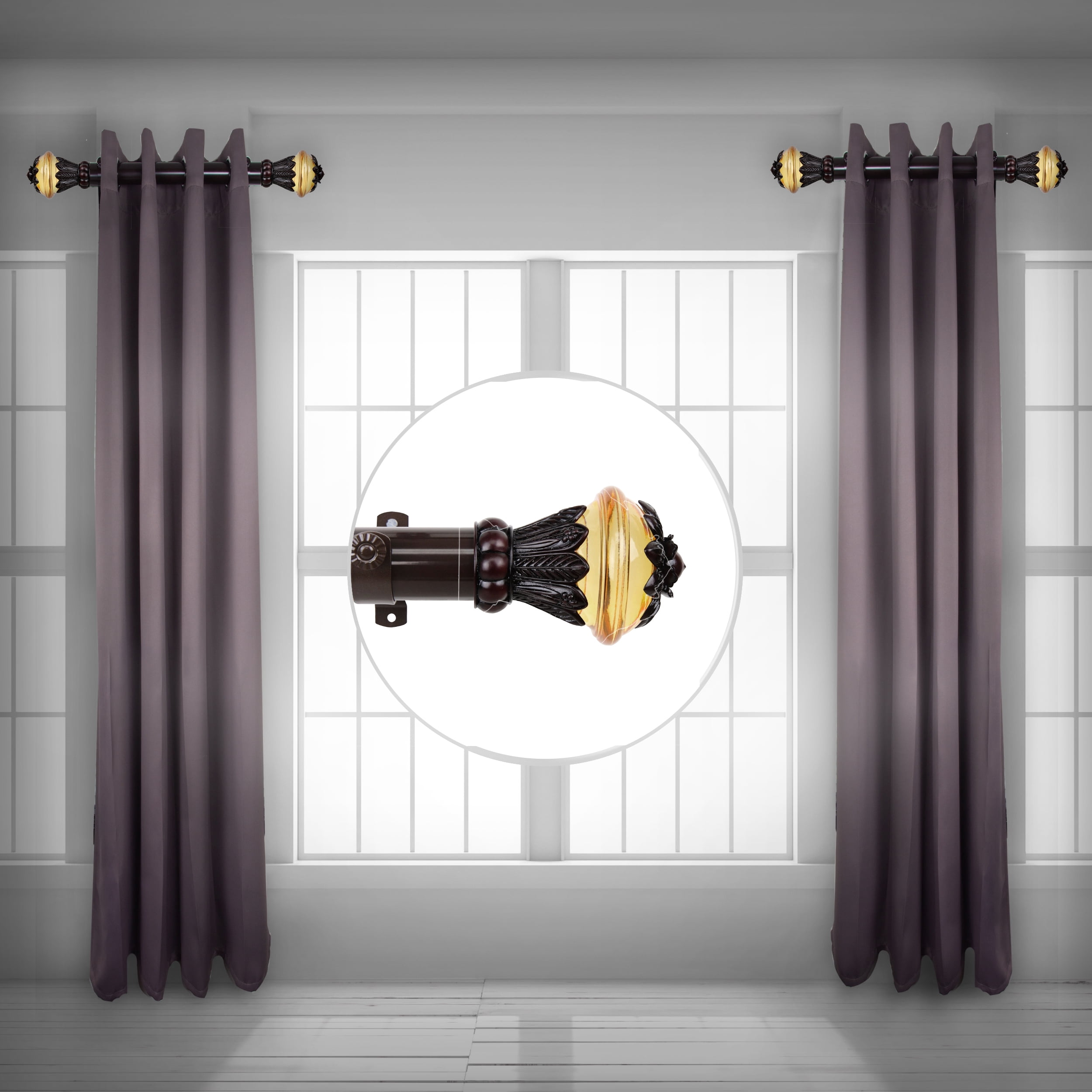 Frida 1.5" Side Curtain Rod 18 inch Long (Set of 2) - Cocoa