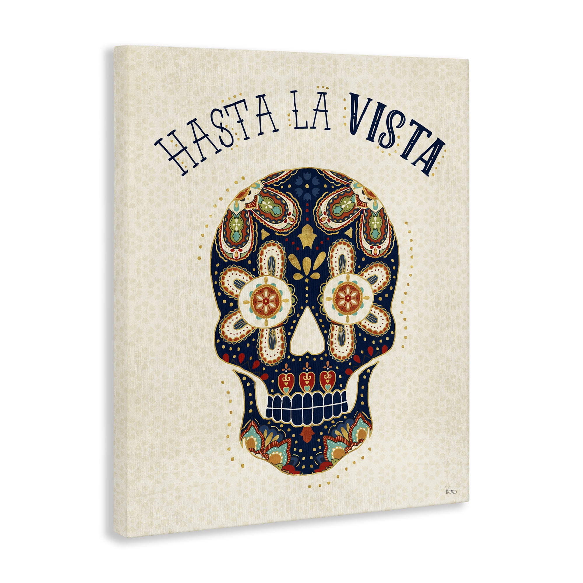 Stupell Industries Hasta la Vista Calavera Inspirational Quotes & Sayings Painting Wrapped Canvas Art Print Wall Art, 36 x 48