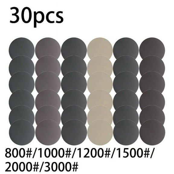 30Pcs 125Mm Wet And Dry Sanding Discs 5 Inch Sandpaper 800-3000 Grit For Car Headlight Repair Wood Glass Stone Sanding