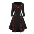 thumbnail image 1 of Falda de mujer de nuevo diseño, vestido de cintura de fiesta para niñas con estampado a cuadros a la moda con diseño de botones, vestido de falda larga, 1 of 2