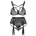 thumbnail image 1 of Gibobby Conjunto de lencería de encaje Conjunto de Lenceria Erotica para Mujer de Encaje Sensual, Ropa Interior Sexy Mujer, Conjunto de Interior de Encaje(Negro, M), 1 of 4