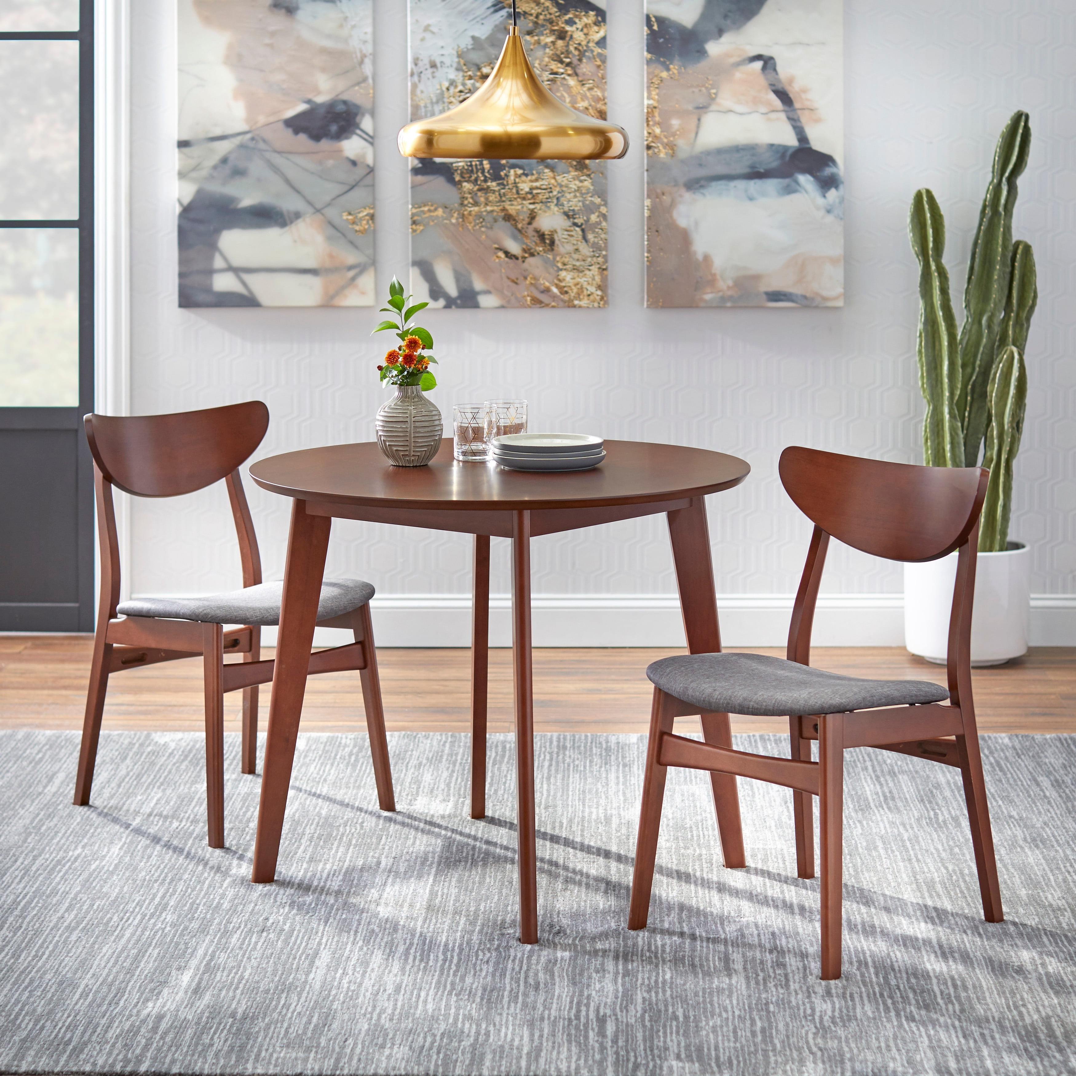 TMS Dafina Indoor Dining Chair, Set of 2, Walnut/Dark Gray