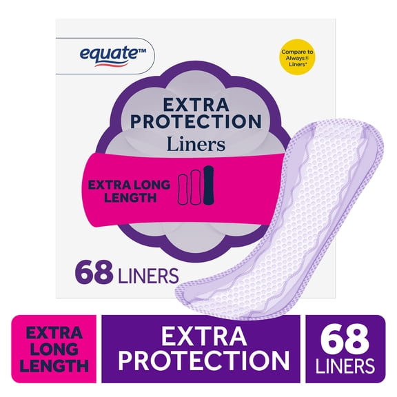 Equate Extra Protection Everyday Panty Liners, Extra Long Length, 68 Count