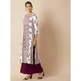 thumbnail image 3 of Indya Women's Ivory Maroon Floral Striped Yoke Straight Kurta, 3 of 6