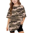 thumbnail image 2 of Agkizg Girls Camouflage Print T-Shirt Loose Fitting Short Sleeve Top for Kids Casual Summer Tee, Sizes 10-11 Years, 2 of 6