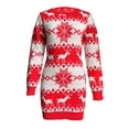thumbnail image 6 of Liacowi Women Christmas Knitted Dress Elk Snowflake Print Long Sleeve Mini Dresses for Party Streetwear, 6 of 9