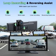 LAMTTO 10.25 Wireless CarPlay Screen for Car & Android Auto with 2.5K+1080p Dashcam, Portable Car Stereos with GPS, Bluetooth, Siri, DVR, 64GB Card