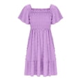 thumbnail image 4 of Gubotare Dresses Girls Girls Ruffle Trim Dress Print and Solid Color A-line Swing Flared Belted Casual Party Dress with Zipper Size 8-9 (Purple,8-9 Years), 4 of 4