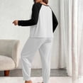 thumbnail image 5 of Pajama Sets Hzzrkos Women's Plus-Size Color-Block Long-Sleeve Pants Casual Loungewear/Pajama Set White XXXL, 5 of 7