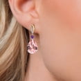 thumbnail image 3 of Gem Stone King 925 Silver and 10K Yellow Gold Peach Nano Morganite and Purple Amethyst and White Lab Grown Diamond Earrings for Women | 21.33 Cttw | GemstoneOctober Birthstone | Pear Shape 18X13MM, 3 of 6