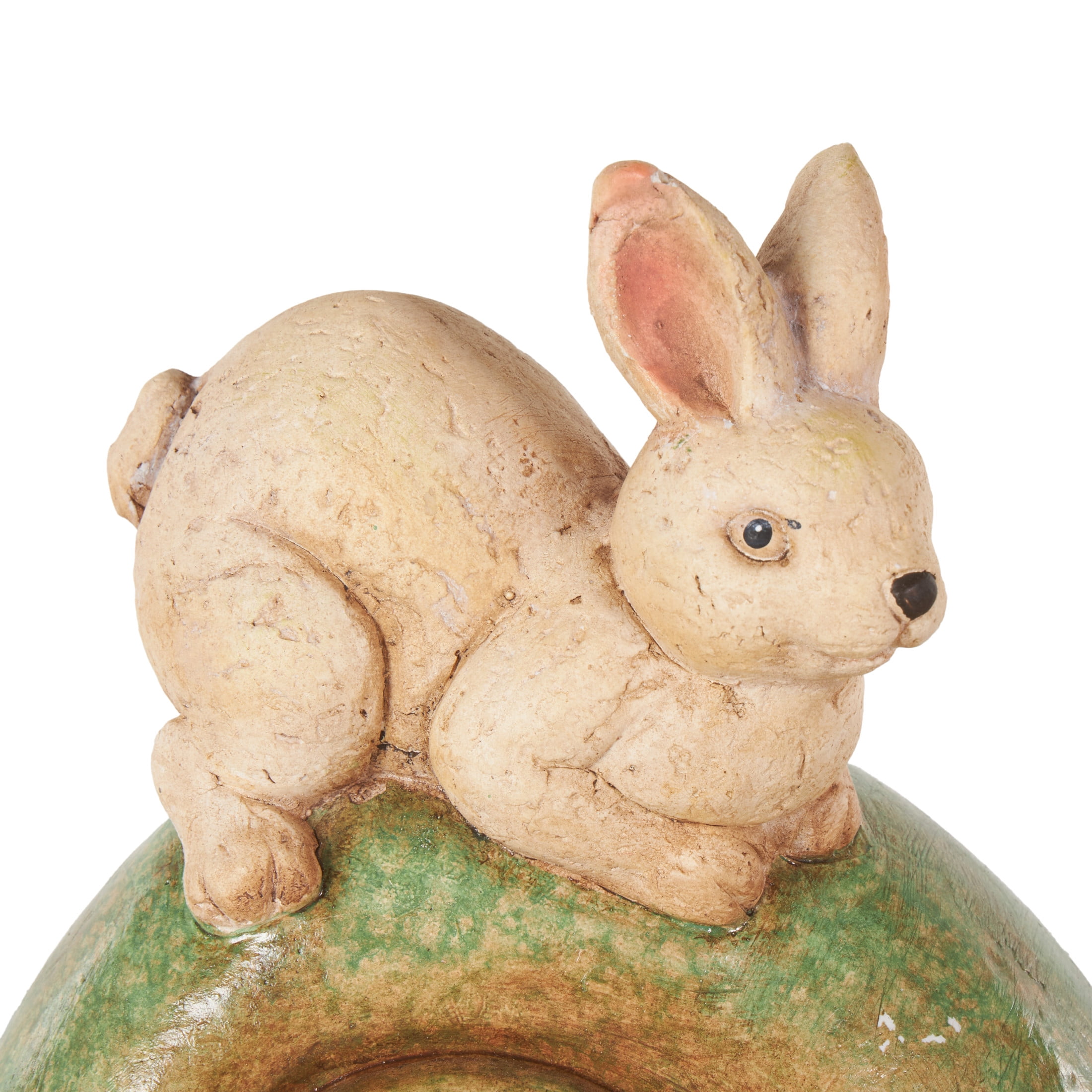 DecMode 12" Snail Garden Sculpture with Rabbit and Green Accents