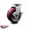thumbnail image 2 of 5 Inch Poly on Aluminum Swivel Caster with Roller Bearing and Brake SCC, 2 of 2