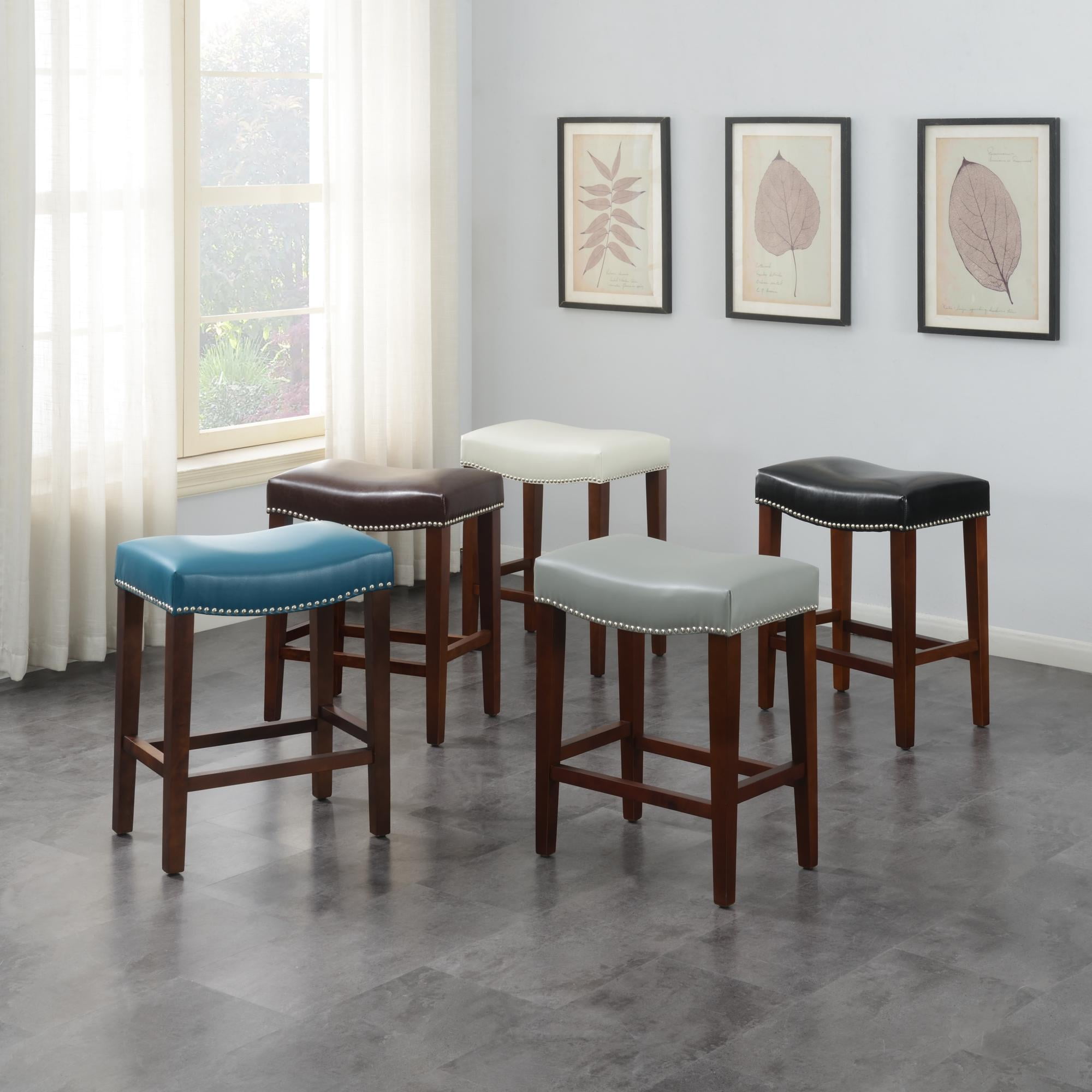 Wooden Frame Stools Entryway Stools Stool for Small Place Leather