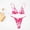 Pink, variant on Halter Bikini Sets for Women Color Tie Bikini Split Swimsuit Triangle Bikini Sizes:XS-XL