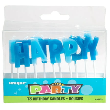 happy birthday letter candles royal blue light blue 13pc walmartcom