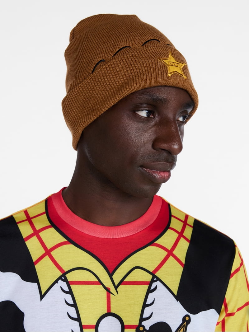 Toy Story Men's Woody Cosplay Graphic Tee and Beanie Set, 2 Piece