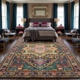thumbnail image 3 of 8x10 Vintage Oriental Area Rug for living Room, Black and Pink Low Pile Stain Resistant Non-Slip Washable Rug for Bedroom with Distressed Medallion Pattern, 3 of 6
