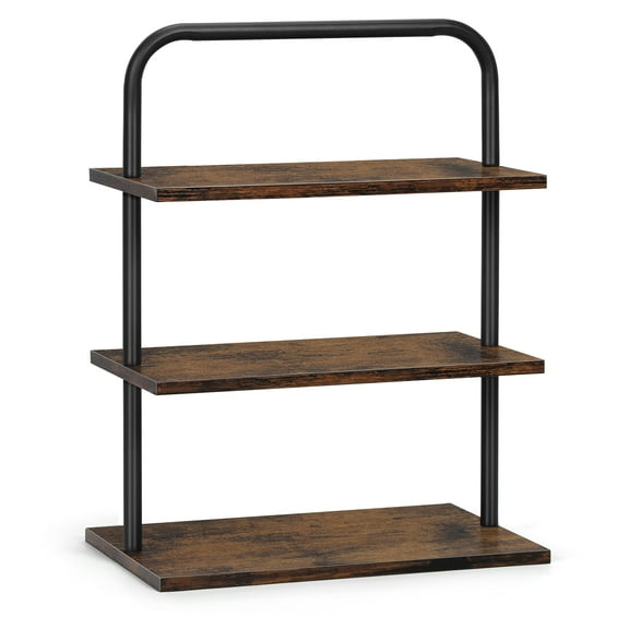 3-Tier Rustic Cupcake Stand, Holds 15 Cupcakes Dessert Display Rack, Industrial Metal & Wood Tiered Serving Tray for Parties, Weddings, Birthdays, Multi-Purpose Storage for Fruits, Drinks, Plants