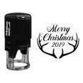 thumbnail image 1 of Printtoo Round Christmas Stamper Rustic Antlers Monogram Self Inking Rubber Stamp Gift Idea-Black, 1 of 1
