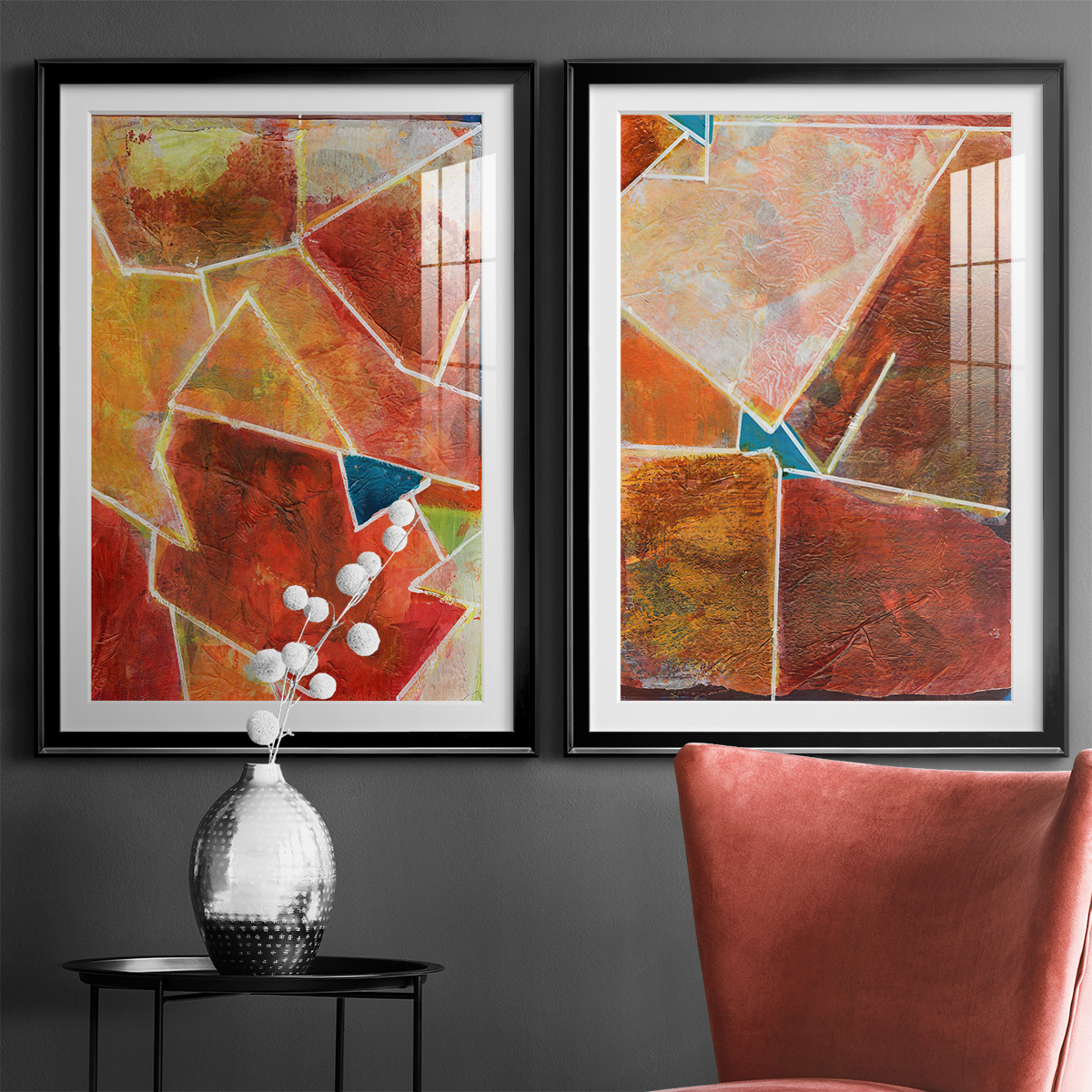 Wexford Home Primary Connection VII Premium Framed Print, 18.5" x 24.5" - Ready to Hang, Black (Set of 2)