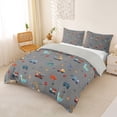thumbnail image 3 of Metsweet Cute Dinosaur Duvet Cover Queen, Cartoon Truck Queen Bedding, Blue Orange Gray,Grey Reversible,3-Piece,1 Duvet Cover and 2 Pillowcases, 3 of 6