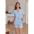 thumbnail image 3 of Ekouaer Womens Short Sleeve Pajamas Set Soft Sleepwear Button Down Lounge Set Lace Top and Shorts Pj Nightwear, 3 of 7